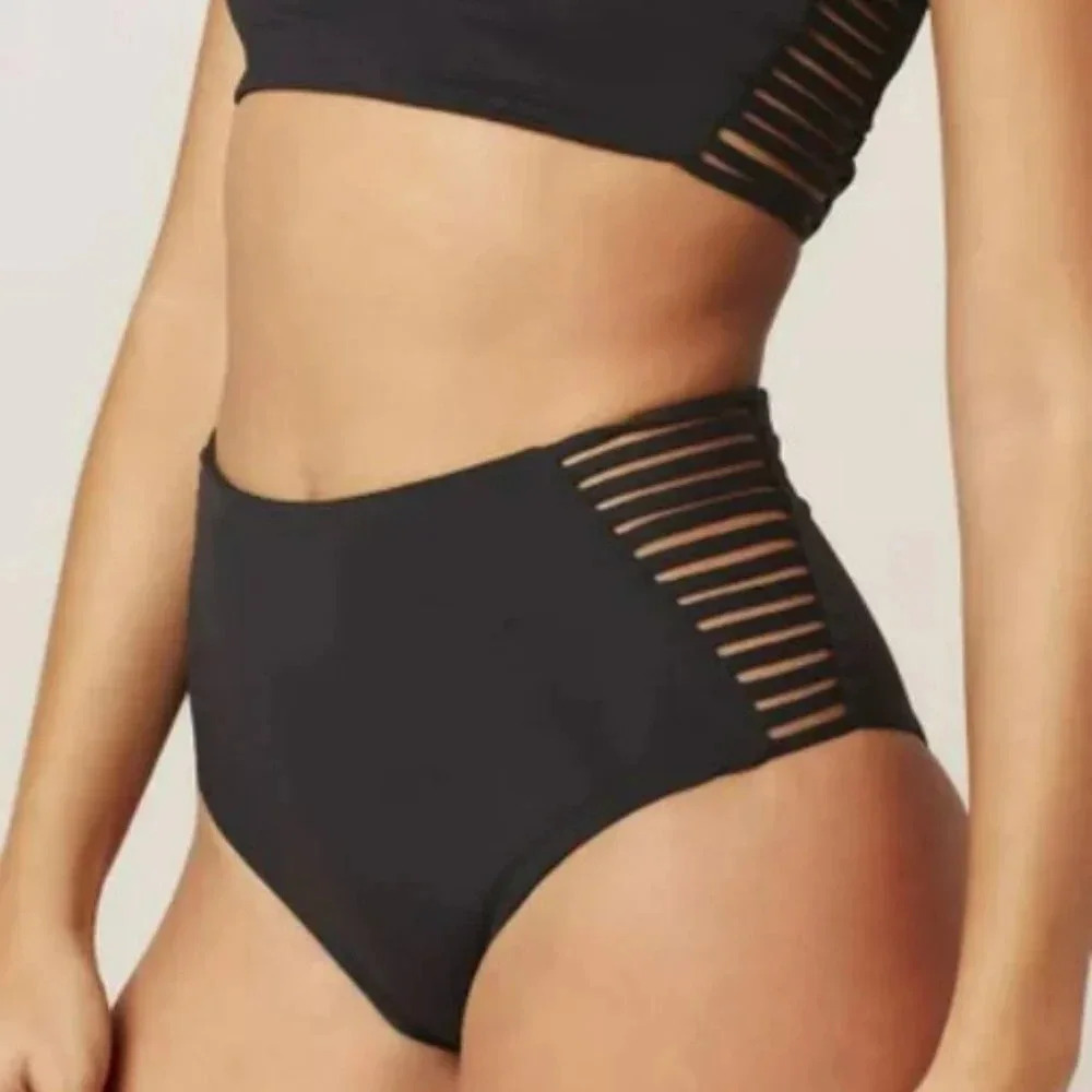 L*Space Harrington High Waist Bikini Bottom, Black